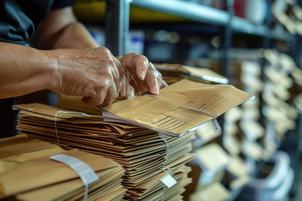 大量の郵便物を運びきれない