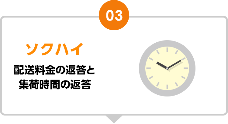 3 ソクハイ 配送料金の返答と集荷時間の返答